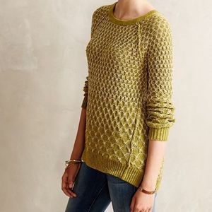 Anthro Moth Dot-Dot high low honeycomb sweater